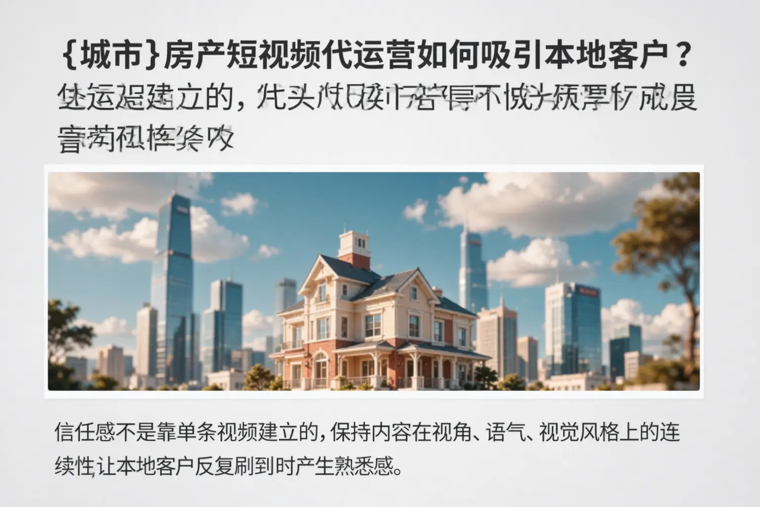 同德房产短视频代运营如何吸引本地客户?